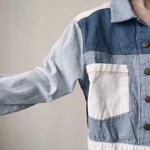 Patchwork Cropped Denim Jacket